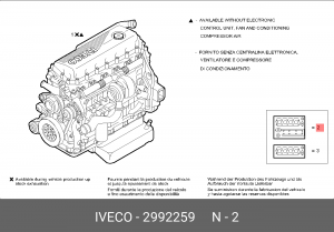 Комплект прокладок, двигатель 2992259 IVECO