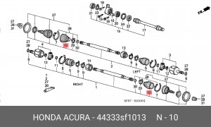 Комплект пылника, приводной вал 44333SF1013 HONDA