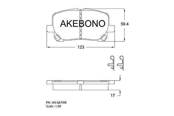 Колодки тормозные дисковые AN667WK AKEBONO