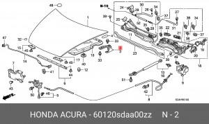 Петля - шарнир открывания капота 60120SDAA00ZZ HONDA