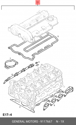 Комплект прокладок, головка цилиндра 9117667 GENERAL MOTORS