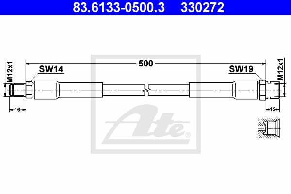 Тормозной шланг 83.6133-0500.3 ATE