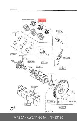 Кольца поршневые KLY2-11-SC0A MAZDA