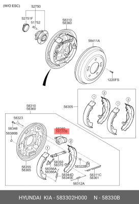 Колесный тормозной цилиндр 583302H000 HYUNDAI KIA