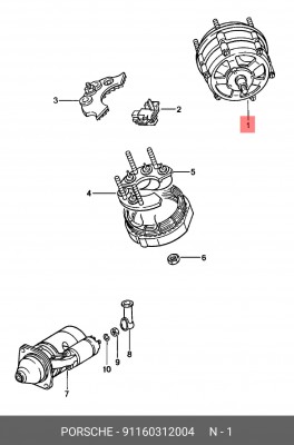 Генератор 91160312004 PORSCHE