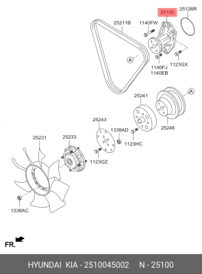 Водяной насос 2510045002 HYUNDAI KIA