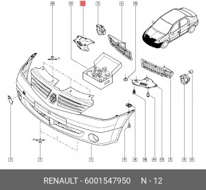 Защита бампера 6001547950 RENAULT