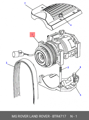 Компрессор, кондиционер BTR4717 MG ROVER LAND ROVER