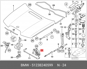 Замок капота 51 23 8 240 599 BMW
