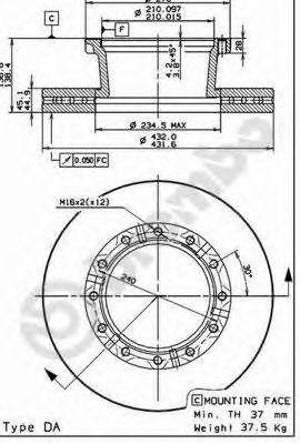 Тормозной диск 09718350 BREMBO
