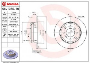 Тормозной диск 08.1365.10 BREMBO