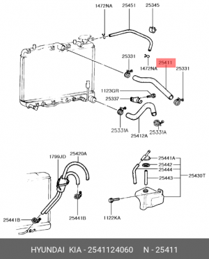 Шланг радиатора 2541124060 HYUNDAI KIA