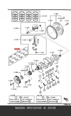 Шатунный подшипник RF0123105 MAZDA