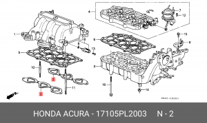 Прокладка, впускной коллектор 17105PL2003 HONDA