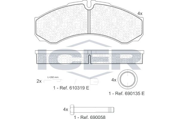 Комплект тормозных колодок, диско 141146 ICER