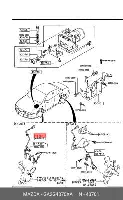 Датчик, частота вращения колеса GA2G-43-70XA MAZDA
