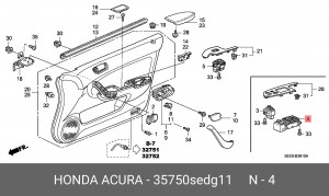 Блок управления стеклоподъемником 35750SEDG11 HONDA