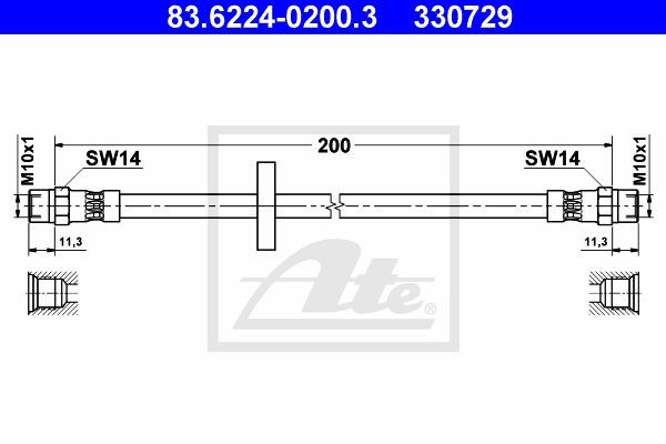 Тормозной шланг 83.6224-0200.3 ATE