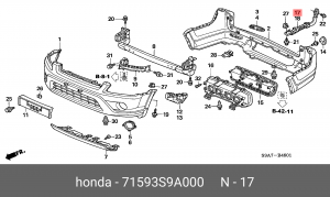 Кронштейн крепления бампера 71593S9A000 HONDA