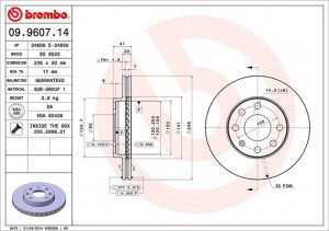 Тормозной диск 09.9607.14 BREMBO