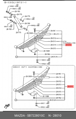 Многолистовая рессора SB7228010C MAZDA