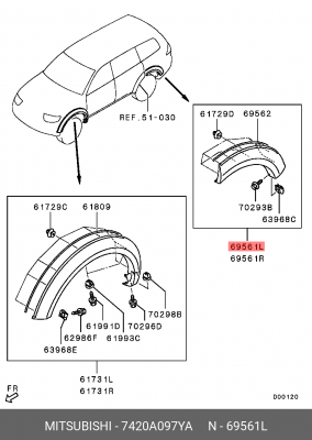 Фартук крыла 7420A097YA MITSUBISHI