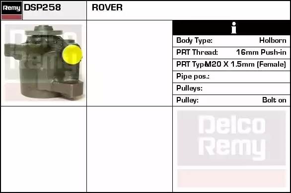 Гидравлический насос, рулевое управление DSP258 DELCO REMY