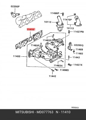Прокладка, впускной коллектор MD077763 MITSUBISHI
