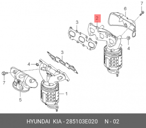 Коллектор выпускной с катализатором 285103E020 HYUNDAI KIA