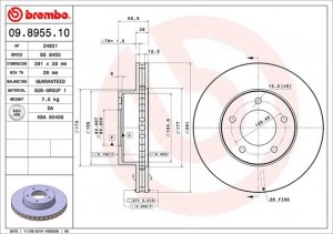 Тормозной диск 09.8955.10 BREMBO