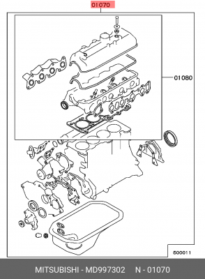 Комплект прокладок, двигатель MD997302 MITSUBISHI