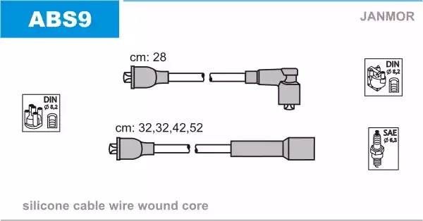 Ккомплект проводов зажигания ABS9 JANMOR