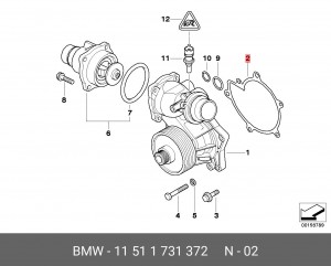 Прокладка, водяной насос 11 51 1 731 372 BMW