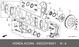 Колодки тормозные дисковые 45022-SY8-A01 HONDA
