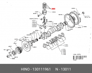 Кольцо поршневое 130111961 HINO