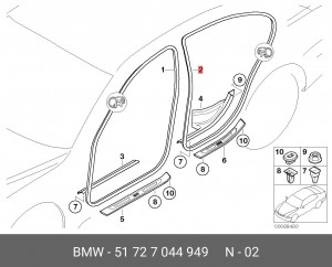 Накладка дверного проема 51 72 7 044 949 BMW