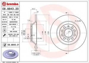 Тормозной диск 08.8843.20 BREMBO