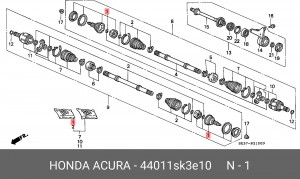 Шарнирный комплект, приводной вал 44011SK3E10 HONDA