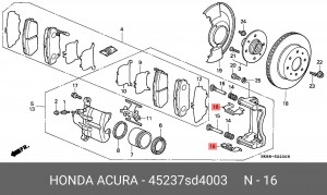 Комплектующие, колодки дискового тормоза 45237SD4003 HONDA