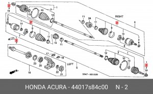 Комплект пылника, приводной вал 44017-S84-C00 HONDA