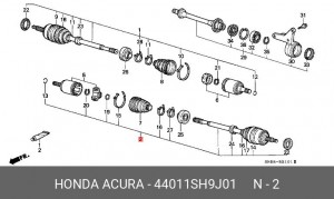 Шарнирный комплект, приводной вал 44011SH9J01 HONDA