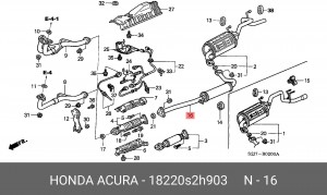 Средний глушитель выхлопных газов 18220S2H903 HONDA