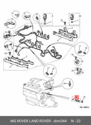 Датчик, температура охлаждающей жидкости XHM344 MG ROVER LAND ROVER