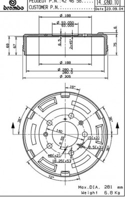 Тормозной барабан 14.3280.10 BREMBO