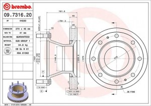 Тормозной диск 09.7316.20 BREMBO