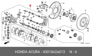 Суппорт тормозной 43018S2A013 HONDA