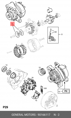 Ременный шкив, генератор 90166117 GENERAL MOTORS