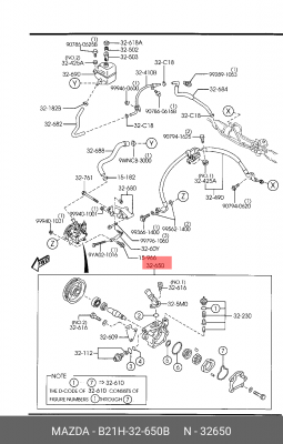 Гидравлический насос, рулевое управление B21H32650B MAZDA