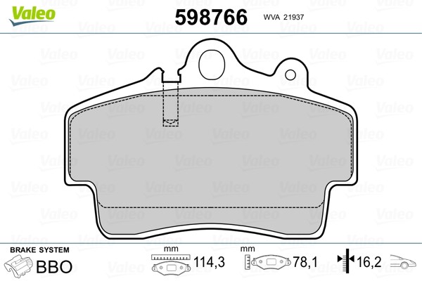Комплект тормозных колодок, диско 598766 VALEO PHC