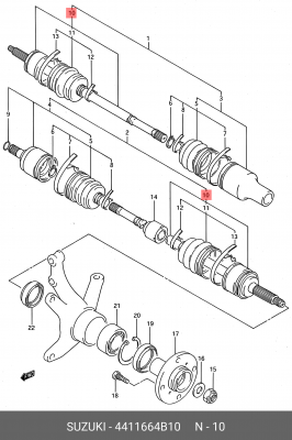 Шарнирный комплект, приводной вал 44116-64B10 SUZUKI